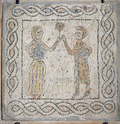 A young girl offers a rose to her beloved by Byzantine